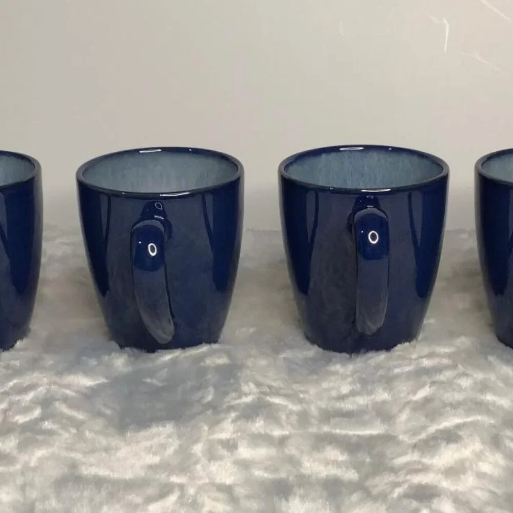Pier 1 ~ Blue Azure Dip Dye Coffee Mugs / Cups - Set of 4 -‎ Retired